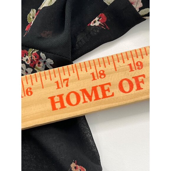 Zara Basic Size XS Floral Sheer Blouse Black Ruffle Bell Sleeve Fairygoth - Picture 6 of 10